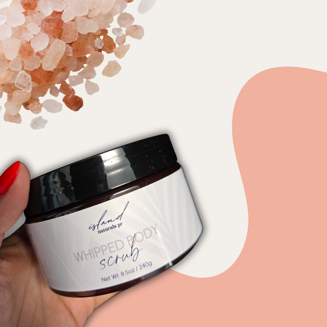Himalayan pink salt body scrub rich in minerals – natural exfoliating body treatment Island Naturals PR