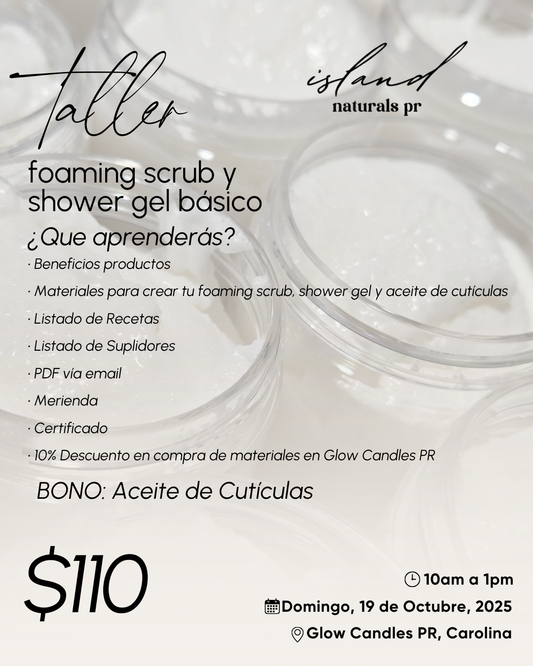 Taller Foaming Scrubs y Shower Gel Básico (Presencial) BONO: Body Oils